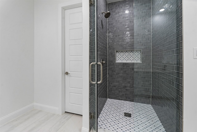 bathroom featuring walk in shower