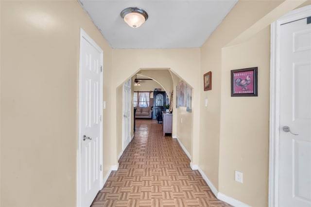 hallway with light parquet floors