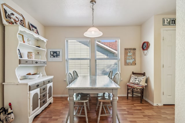 dining space with light hardwood / wood-style flooring