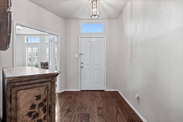 entryway with dark hardwood / wood-style flooring