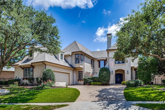 view of front of home with a garage and a front yard