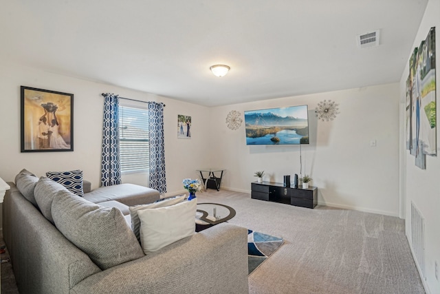 living room featuring carpet