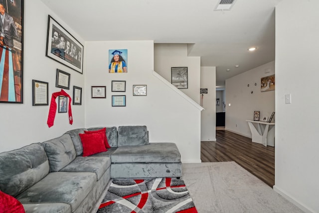 living room featuring wood-type flooring