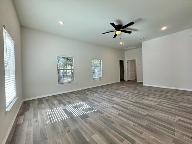 209 Smith St, Hillsboro, TX 76645 - empty room featuring wood finished floors, ceiling fan, recessed lighting, and baseboards
