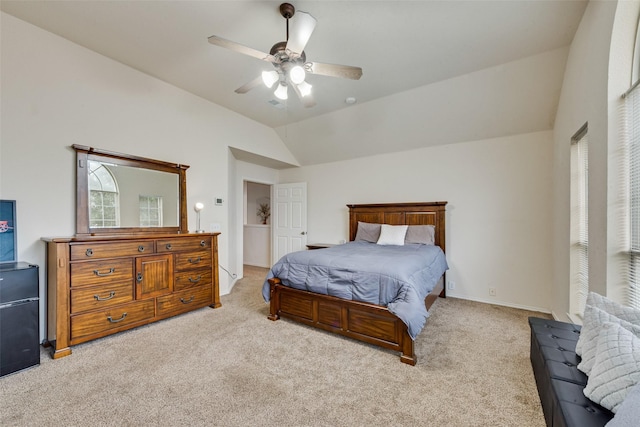 6002 Baldcypress Ct, Garland, TX 75043 - bedroom featuring carpet floors, lofted ceiling, a ceiling fan, and baseboards