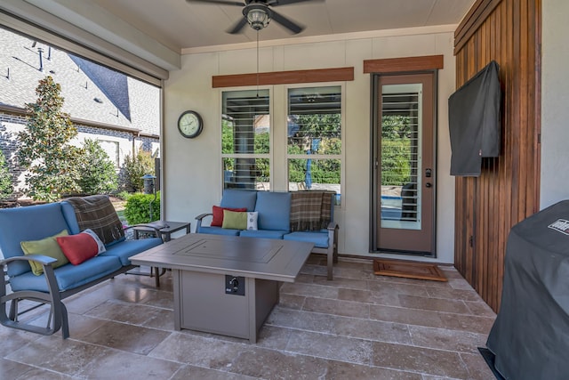 view of patio / terrace with outdoor lounge area and ceiling fan