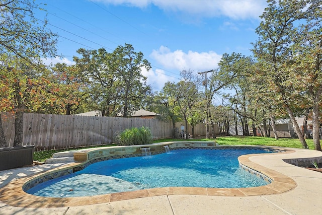 view of pool featuring pool water feature