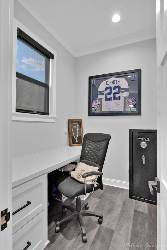 office area with light wood-type flooring