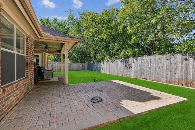 view of patio / terrace with ceiling fan