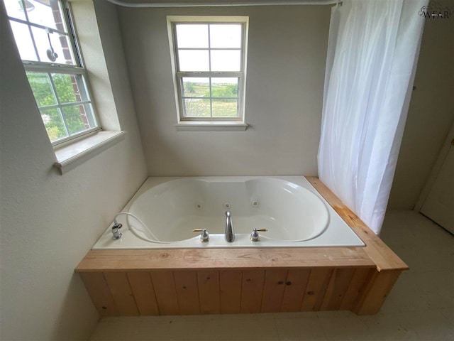 bathroom with a tub and a healthy amount of sunlight