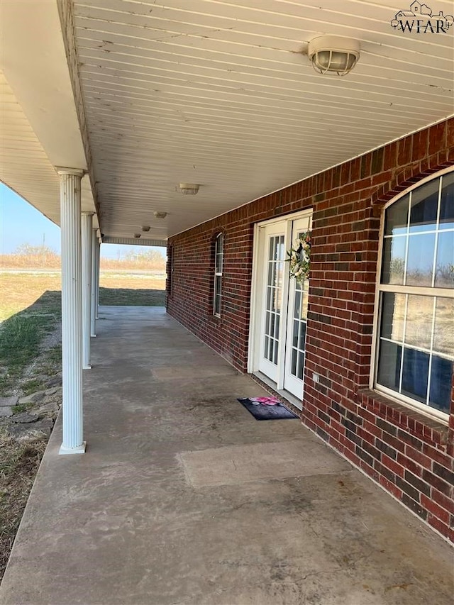 view of patio featuring french doors