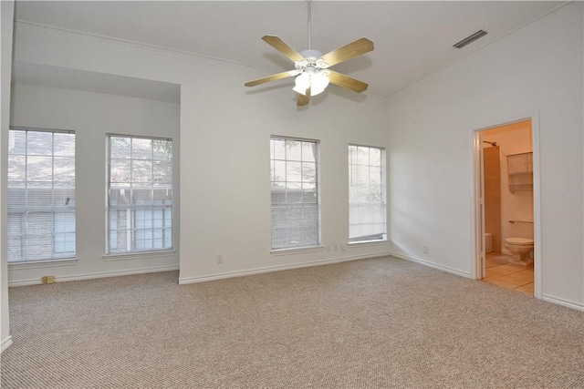 empty room featuring light colored carpet and plenty of natural light