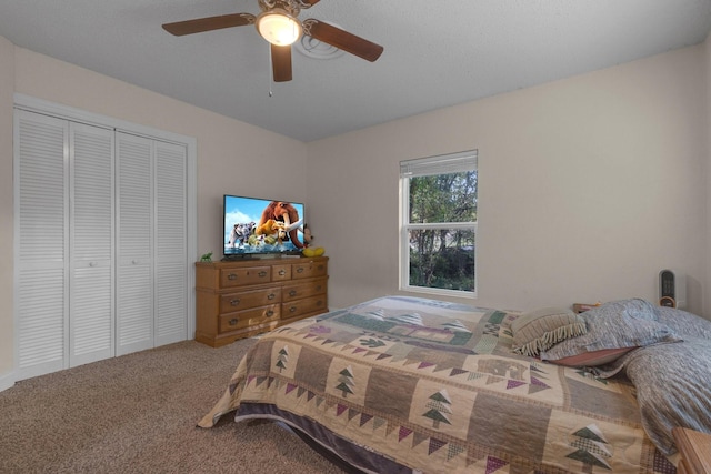 628 Annarose Dr, Dallas, TX 75232 - bedroom with carpet flooring, a closet, and a ceiling fan