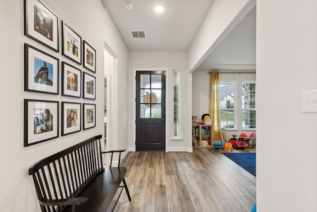 foyer with hardwood / wood-style floors