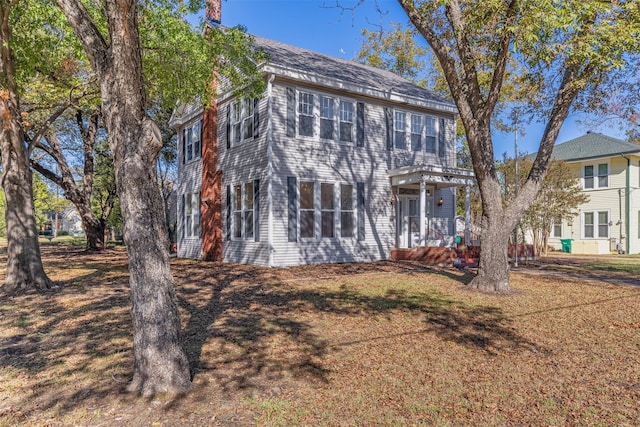 colonial house with a front lawn