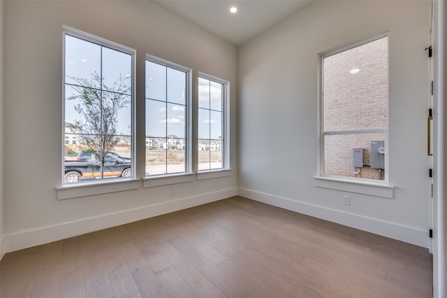 empty room featuring light hardwood / wood-style floors and plenty of natural light