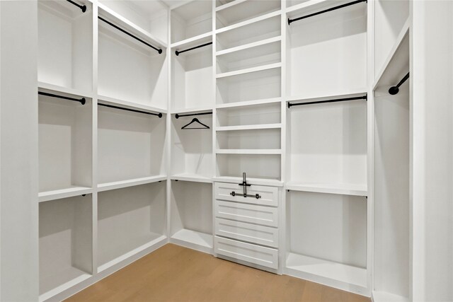 spacious closet with light wood-type flooring