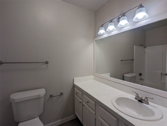 full bathroom featuring vanity, toilet, and shower / bath combination