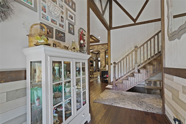 entrance foyer featuring dark wood-type flooring