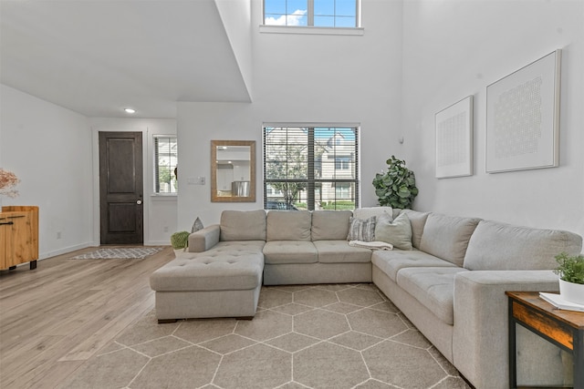 living room with hardwood / wood-style flooring