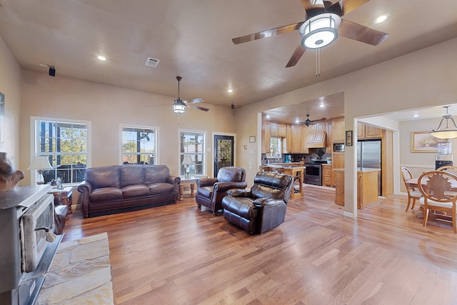 living room with light wood-type flooring