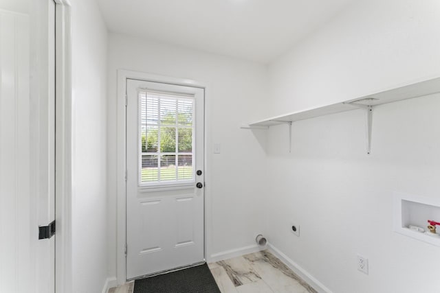 laundry area with washer hookup and electric dryer hookup