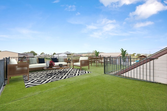 view of yard with an outdoor living space