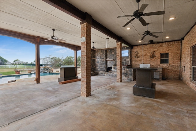 2741 Purple Sage Trl, Fort Worth, TX 76179 - view of patio with a ceiling fan, area for grilling, and an outdoor pool