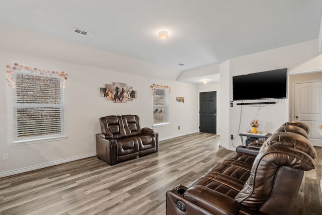 living room featuring light wood-type flooring