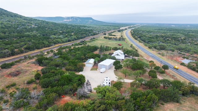 aerial view with a mountain view