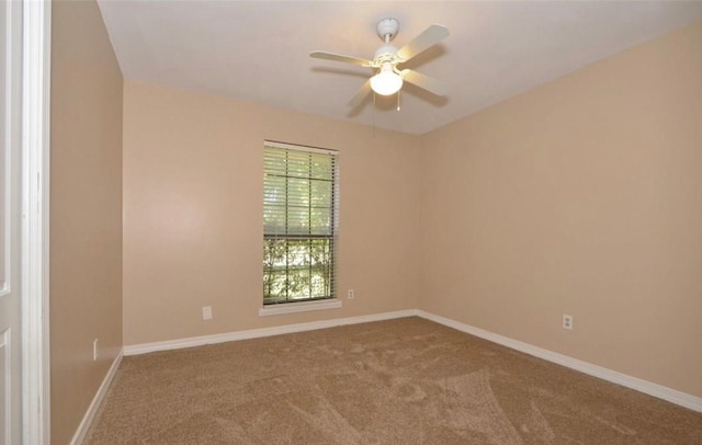 empty room featuring ceiling fan and carpet floors