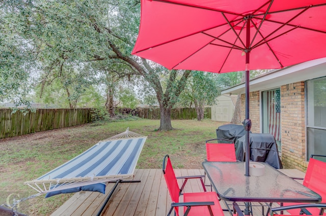 deck featuring a lawn