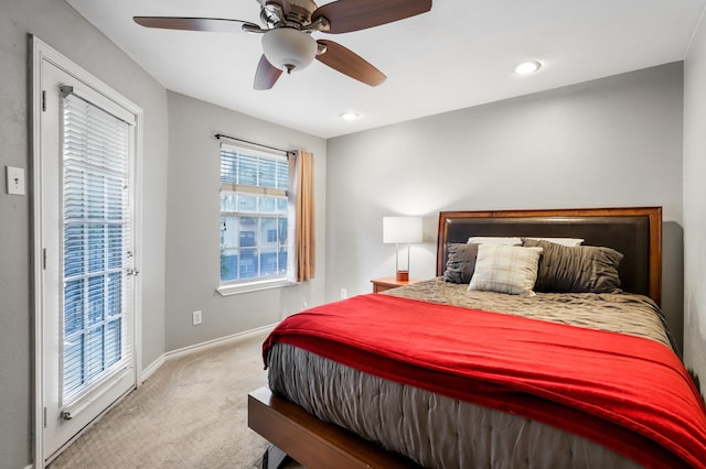 bedroom with carpet and ceiling fan