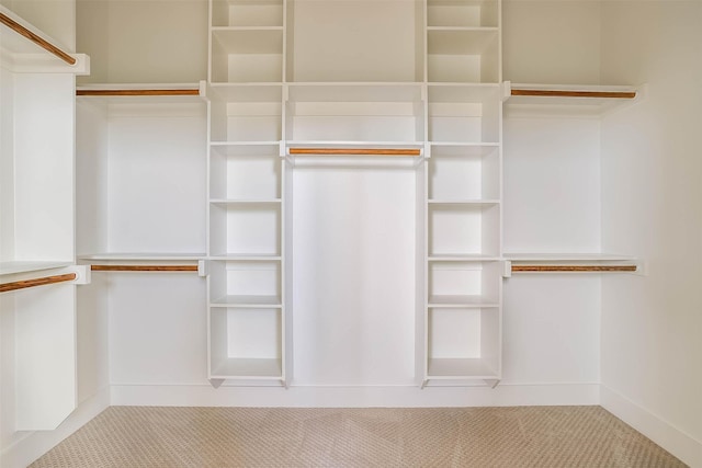 walk in closet with carpet floors