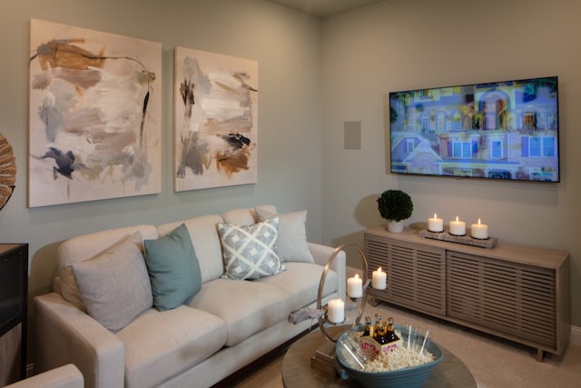 living room featuring carpet floors