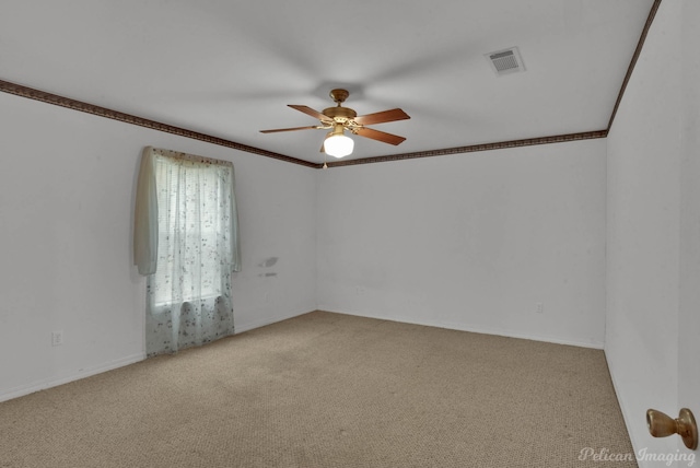 101 W Jefferson Ave, Haughton, LA 71037 - unfurnished room featuring ceiling fan, carpet, baseboards, and crown molding