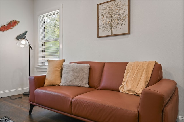 living area featuring hardwood / wood-style floors