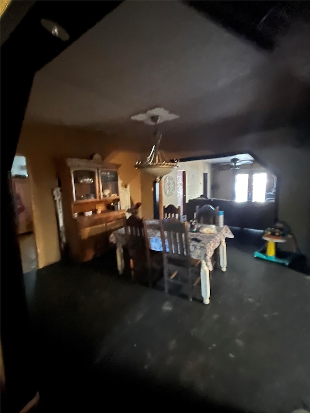 dining area featuring ceiling fan