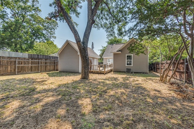 view of yard with a deck