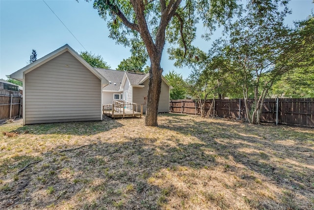 view of yard with a deck