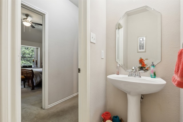 bathroom with ceiling fan