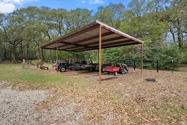 view of parking with a carport