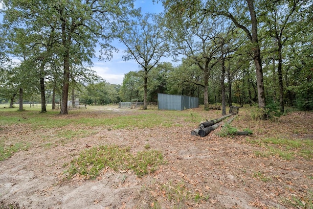 view of yard with an outbuilding