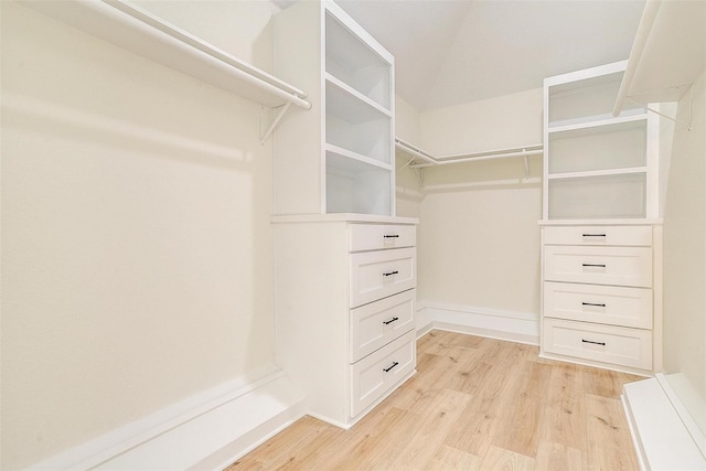 spacious closet featuring light hardwood / wood-style flooring