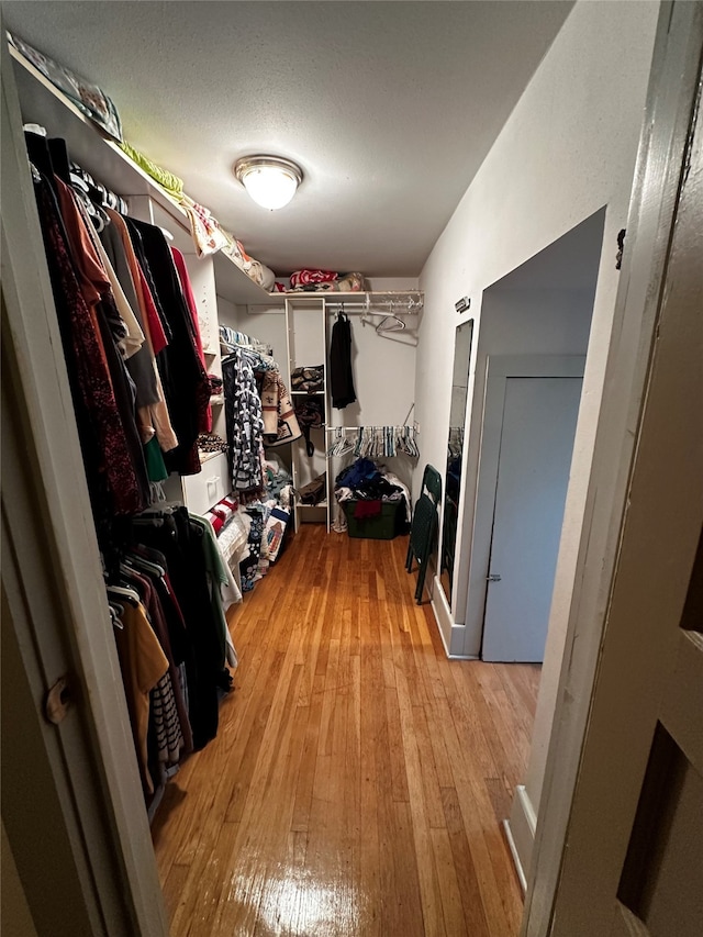 spacious closet with light hardwood / wood-style floors