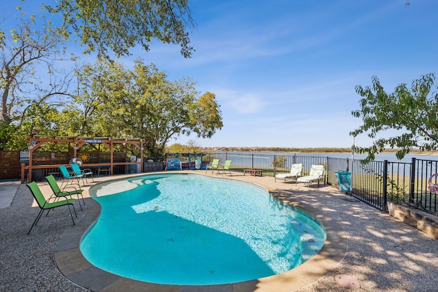 view of pool featuring a patio area and a pergola