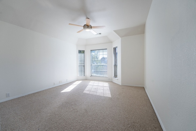 carpeted empty room with ceiling fan