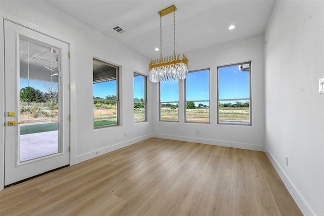 interior space with a chandelier