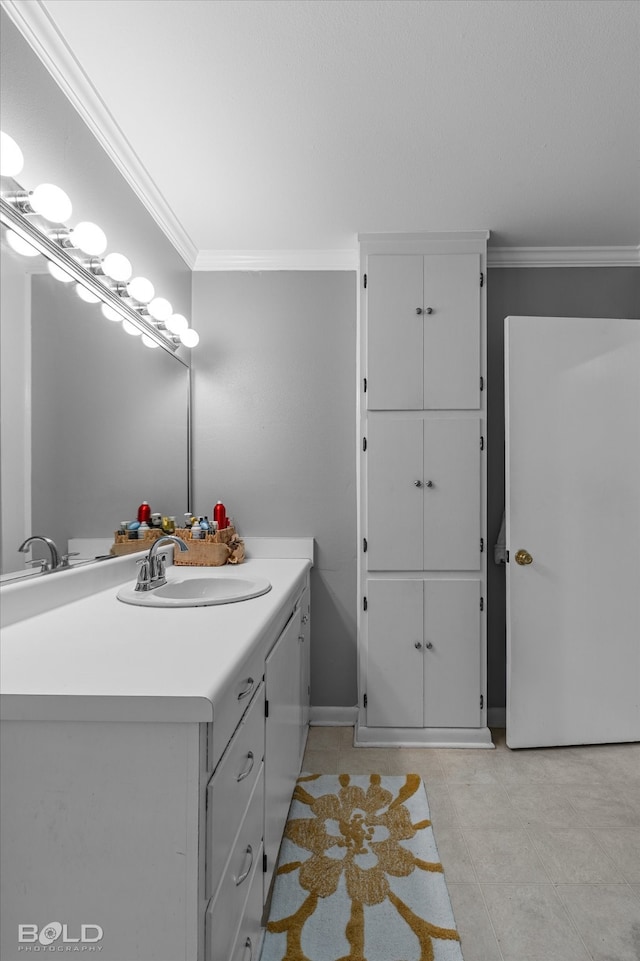 bathroom featuring vanity and crown molding