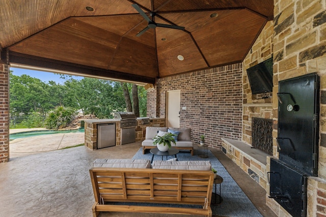 549 Round Hollow Ln, Southlake, TX 76092 - view of patio featuring a gazebo, an outdoor kitchen, an outdoor hangout area, and an outdoor pool